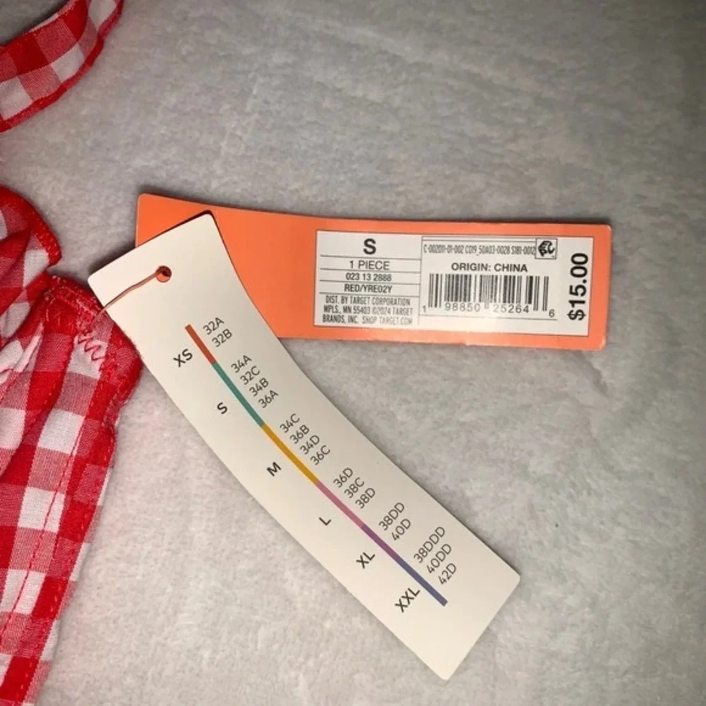 Colsie‎ small red white plaid gingham corset Underwired bralette new  milkmaid